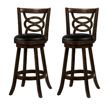 Benjara 42.25" Modern Wood Swivel Bar Stools in Black and Brown (Set of 2)