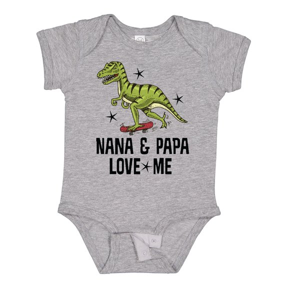 Inktastic Nana and Papa Love Me Dinosaur Grandson Boys Baby Bodysuit