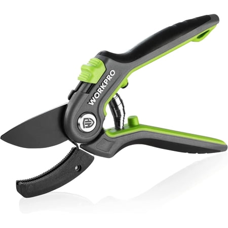 WORKPRO 8'' Anvil Pruning Shears, SK5 Steel Blades, Professional Gardening Hand Pruner for Cutting and Trimming Plants, Durable Green Garden Tool