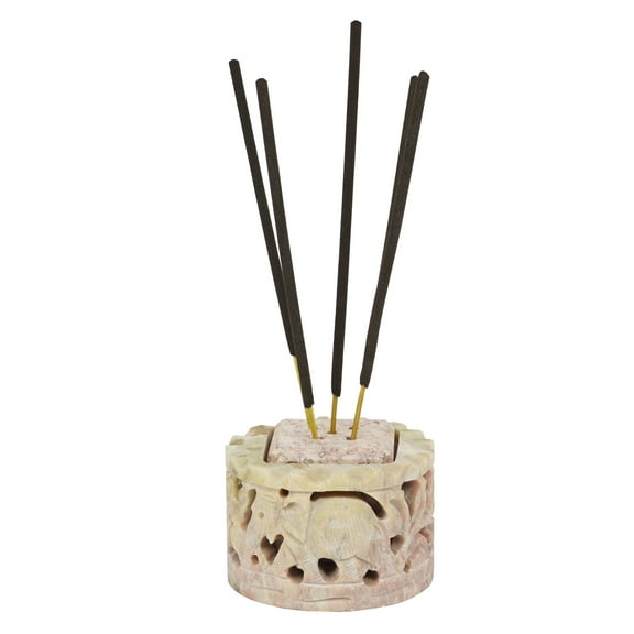 IBA Indianbeautifulart Handmade Stone Incense Stick Burner | Candle Stick Holder | Tea Light Burner , Perfect Elephant Carving for Gifting- Decorative Home and Kitchen Decor (2.2x 1.5 Inches)