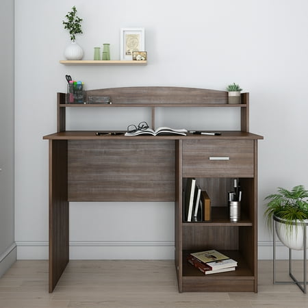 UPC: 0815764015739 | Techni Mobili Modern Office Desk with Hutch  Oak