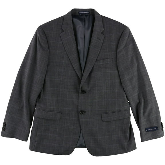 Tommy Hilfiger Mens Stretch Two Button Blazer Jacket, Grey, 40 Short