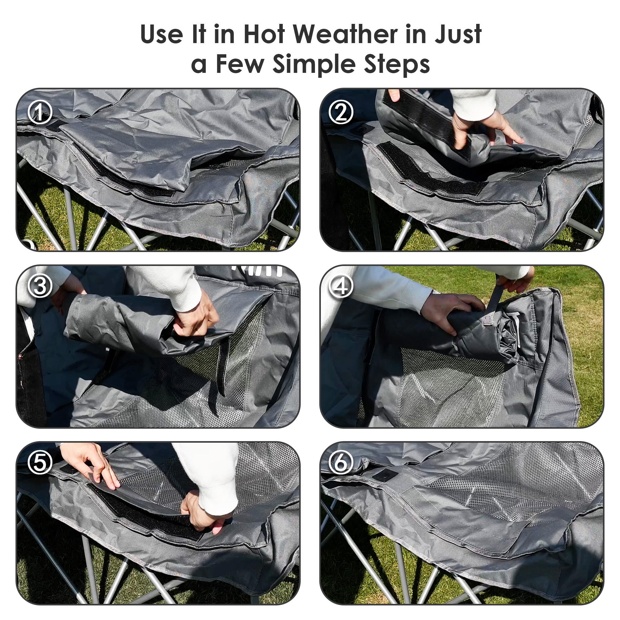 COSTWAY Chaise De Jardin Pliante Double, Porte-gobelets, Charge 450 Kg