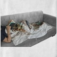 thumbnail image 6 of Feathers Soft Flannel Fleece Blanket, Vaned Types and Natal Contour Flight Bird Feathers and Animal Skin Element Print, Cozy Plush for Indoor and Outdoor Use, 70" x 90", Teal Brown, by Ambesonne, 6 of 6