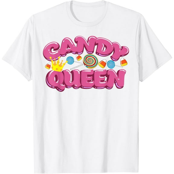 Funny Candy Queen Gift For Lollipop Lover Sweet Tooth Women T-ShirtMen's and women's pure cotton short-sleeved shirts