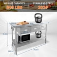 thumbnail image 2 of Table de Travail en Acier Inoxydable avec 3 Tiroirs de Rangement, Table de Préparation Commerciale Intérieure Extérieure avec Tablette Inférieure Réglable pour la Maison, Restaurant Cuisine, Bar, Hôtel, Garage, 2 of 8