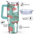 thumbnail image 3 of 40oz Colorful Botanical Mushroom Stainless Steel Flip Straw Tumbler Spill Proof Travel Cup Double Wall Vacuum Insulated Coffee Mug with Top Handle, 3 of 6