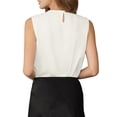 thumbnail image 3 of INSPIRE CHIC Women's Sleeveless Bodysuit Work Crew Neck Pleated Front Classic Business Shirt Top S White, 3 of 5
