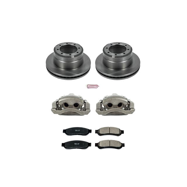 PowerStop Rear Stock Replacement Brake Pad and Rotor Kit with Calipers Fits: FORD Select Models KCOE5579