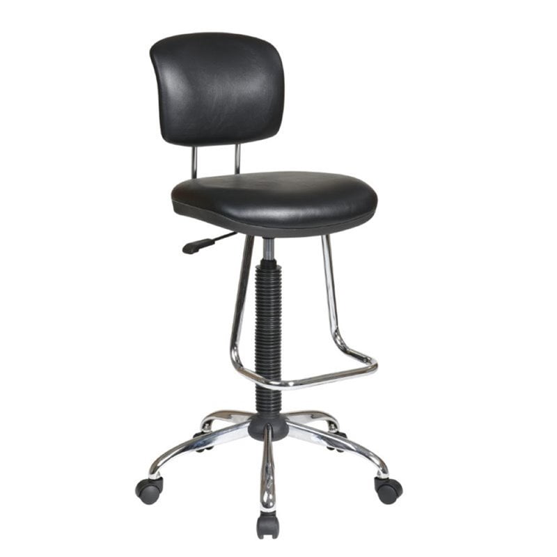 Scranton & Co Faux Leather Drafting Chair with Footrest in Black - Walmart.com - Walmart.com