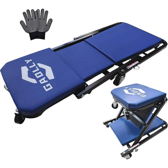 Garage Shop Creepers, Foldable Z Creeper 2-in-1 for Car, 36" Adjustable Garage Chair Down or Sit, 330 LBS Capacity Under Car Creeper with 6 Swivel Casters
