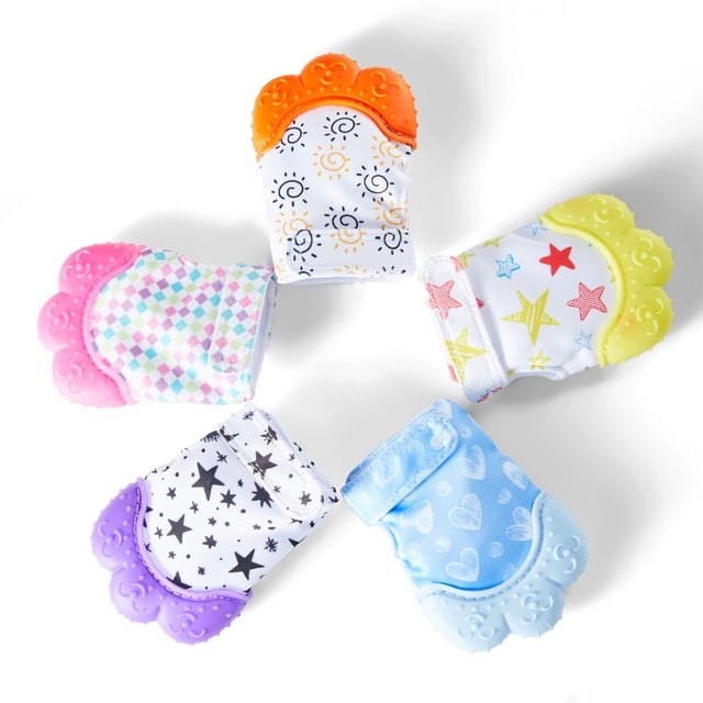 Guantes de silicona para molares de bebé, antimordeduras, funda para dedos, juguete de gel para dientes vocales de bebé