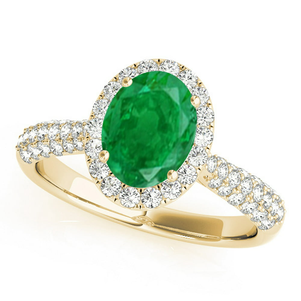MauliJewels - 1.20 Ct Diamond & Oval Shaped Emerald Engagement/Wedding ...