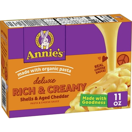 Annie’s Real Aged Cheddar Shells Deluxe Rich & Creamy Macaroni & Cheese Dinner with Organic Pasta, 11 OZ