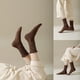 thumbnail image 5 of Zhuge 3 pares de calcetines de algodón para mujer, calcetines con puños con volantes, calcetines casuales con volantes (negros), 5 of 5