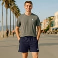 thumbnail image 3 of Dalix Ghost Active Short Gym Workout Embroidered Casual Zip Pocket Mesh Drawcord Waist Mens in Navy Blue 2XL XX-Large, 3 of 5