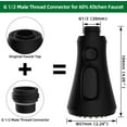 thumbnail image 2 of Pull Down Kitchen Faucet Sprayer Head with 9 Adapter Kit 3 Function Kitchen Faucet Head Replacement. Pull Out Spray Head for Kitchen Faucet Kitchen Tap Sprayer Spout. Matteblack, 2 of 5