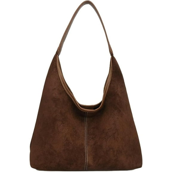 JUYGO Vintage Suede Tote Bag for Women Casual Large Capacity Shoulder Bag Travel Satchel Bags Ladies Handbags