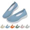 thumbnail image 2 of XIMIN Women's Woven Orthopedic Breathable Comfortable Walking Sneakers with Arch Support Wide Fit Slip on Tenis Comfy Work Slip Ins Loafers Soft Foam Footwear (8, Blue), 2 of 8