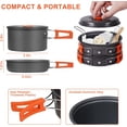 thumbnail image 2 of Camping Cooking Set, Camping cookware Stove Set, 18pcs Camping Pot pan Set, Nesting Camp Cook Set, CampingHiking Mess kit, Camping Gear, Mini cookware Camping, Backpacking Pans Set, 2 of 8