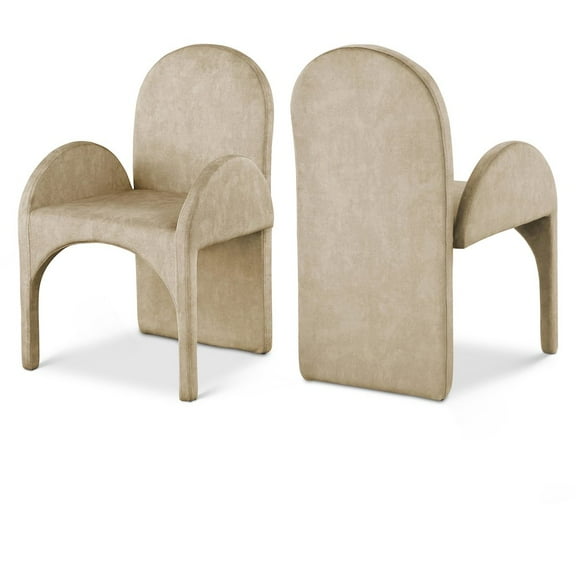 Meridian Furniture Summer Beige Velvet Dining Arm Chair (Set of 2)