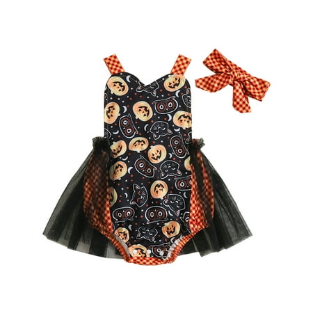 

Hirigin Baby Girls Rompers Halloween Clothes Bodysuits with Headband