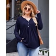 thumbnail image 3 of Zeagoo Womens Plus Size Long Sleeve Shirts Fall Tunic Top V-neck T-Shirt Button Up Dressy Casual Blouse, 3 of 6