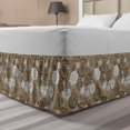thumbnail image 1 of Floral Bed Skirt, Ornamental Flower Design Various Color Combinations Styles Diagonal Pattern, Elastic Bedskirt Dust Ruffle Wrap Around for Bedding Decor, 4 Sizes, Sepia Amber Grey, by Ambesonne, 1 of 2