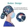 thumbnail image 4 of 3 Pieces Surgical Hat for Women,Scrub Caps Nurse with Buttons Adjustable Printed Sweatband Head Caps,Working Hat Hair Cover with Ponytail Pouch, 4 of 6