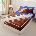 thumbnail image 2 of Homewish Sport Football Zipper Full Size Comforter Sets with Fitted Sheet and 2 Pillowcases,Teens Blue Rugby Ice Cream Drip Zipper Bedding Set,4pcs,Black Reversible, 2 of 6