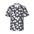 thumbnail image 4 of Wukai Daisies Flowers Men's Hawaiian Shirt Short Sleeve Casual Button Down Summer Beach Aloha Shirt Tropical Print Holiday Party, 4 of 8