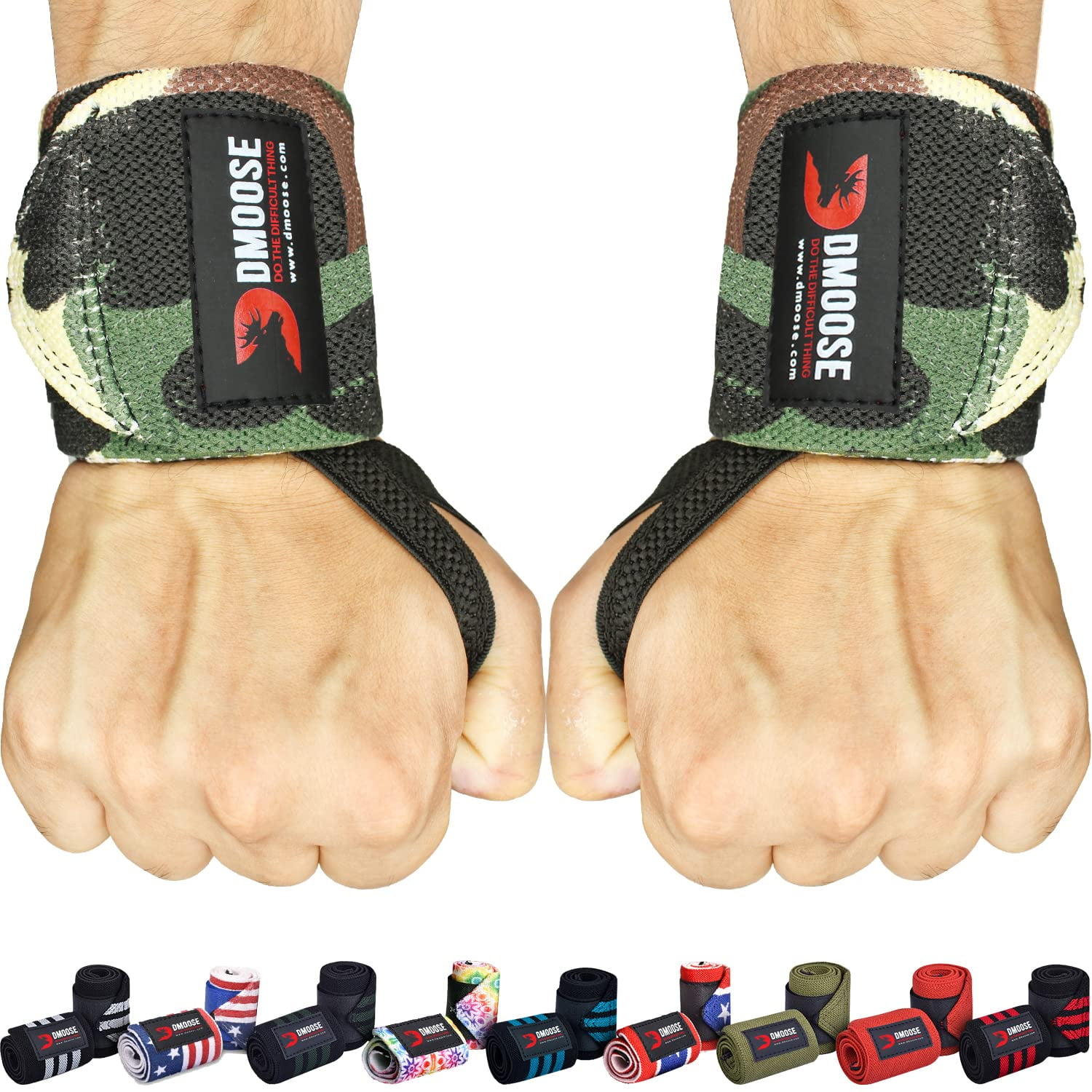 DMoose Fitness Wrist Wraps for Weightlifting, Thumb Loops with Wrist