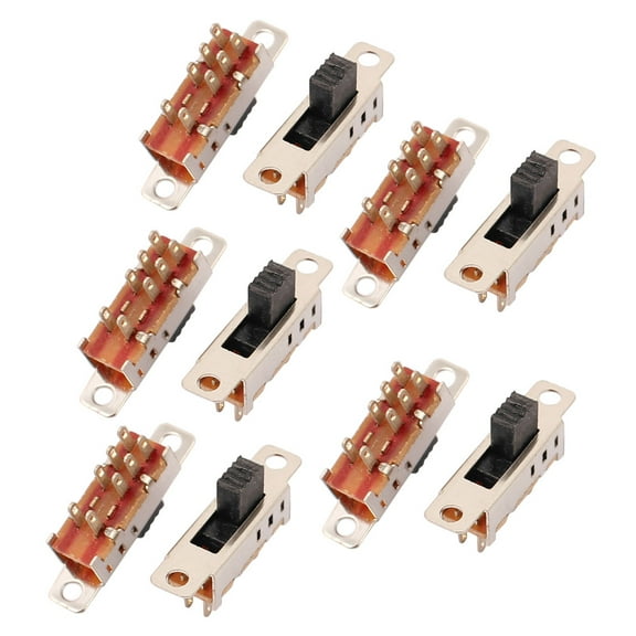 10Pcs 3 Position 8P DPDT Panel Mount Micro Slide Switch Latching Toggle Switch