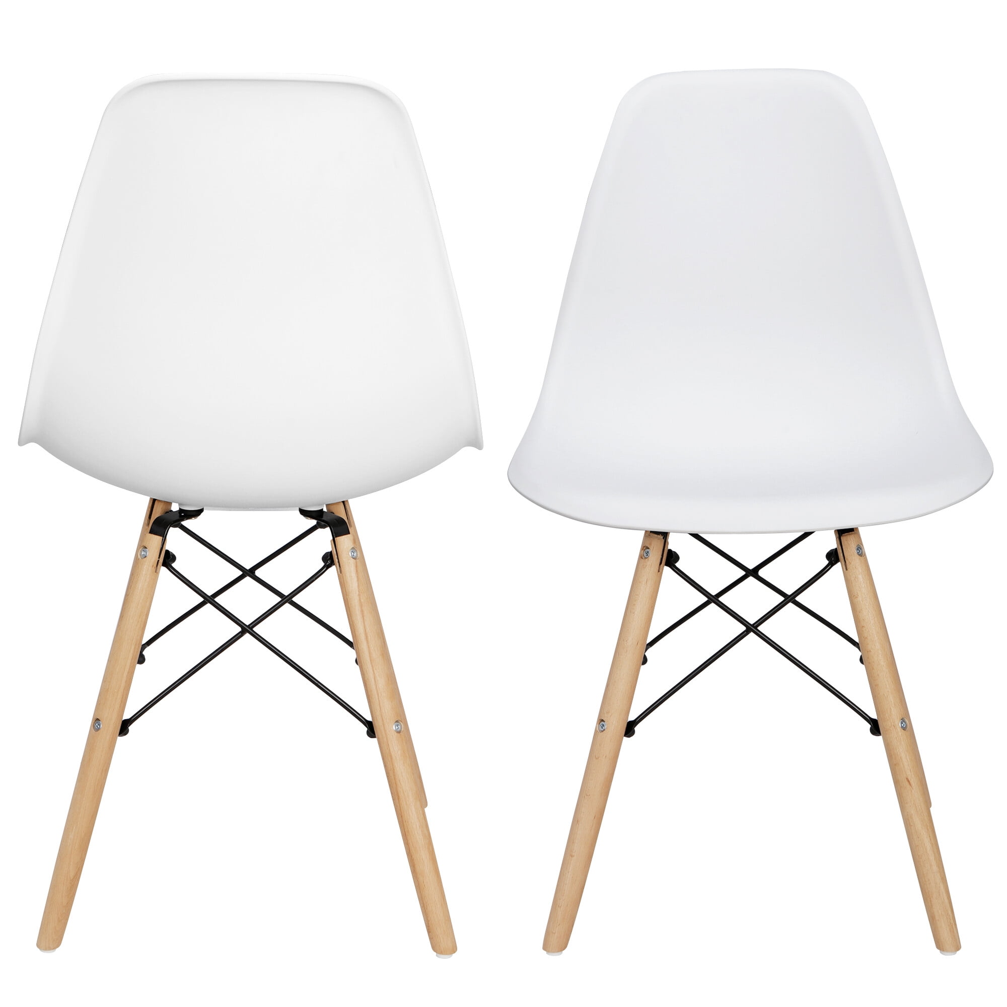 HomGarden Set of 4 Dining Chair Indoor Plastic Side Chair Wood Legs White