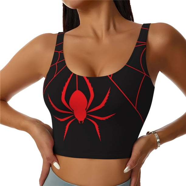Balery Red Spider Sujetadores deportivos con espalda cruzada para mujer, acolchados, sin costuras, de alto impacto, ideales para yoga, gimnasio, entrenamiento y fitness.-Medium