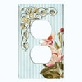 thumbnail image 2 of Metal Light Switch Plate Outlet Cover Elegant Blue Floral Striped Damask FLW071, 2 of 13