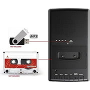 Cassette Player Tape Recorder, Portable Walkman Cassette USB Player with Stand-Alone Mic, One-Touch Recording(Black)