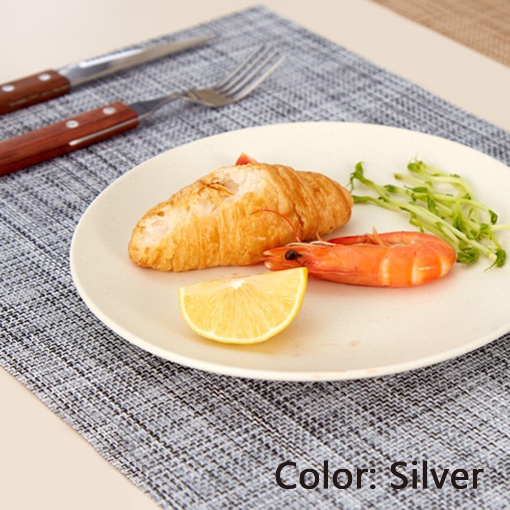 GOGO Placemats, 24 Pcs of 12x18 Inches Heat-Resistant Placemats Anti-Skid Washable PVC Table Mats Woven Double Sided Vinyl Placemats for Kitchen