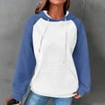 thumbnail image 2 of Women's Waffle Hoodies Fashion Color Block Sweatshirts Drawstring Raglan Hooded Sweaters Fall Winter Long Sleeve Hoody Jacket Outwears Tops with Pocket, 2 of 5