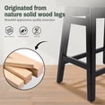 thumbnail image 5 of Counter Height Bar Stools Set of 2 for Kitchen Counter Farmhouse Modern Barstools with Faux Leather Upholstered Backless Seat and Solid Wood Legs 24 inch Bar Chairs, Grey + Black, 5 of 18