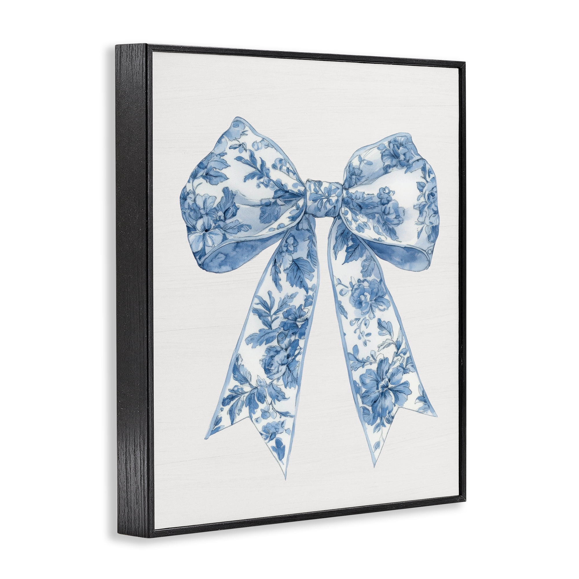 Soft Delicate Toile Bow Black Framed Giclee Art, design by Lettered and Lined