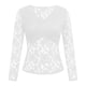 thumbnail image 5 of Blusa de malla transparente para mujer, manga larga, encaje floral, cuello alto, camisa transparente: top informal y sexy en color negro para discotecas y fiestas, 5 of 6