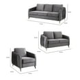 thumbnail image 5 of Leah 3 Piece Sofa, Loveseat, Chair Set, Vertical Quilted, Light Gray Velvet, 5 of 5
