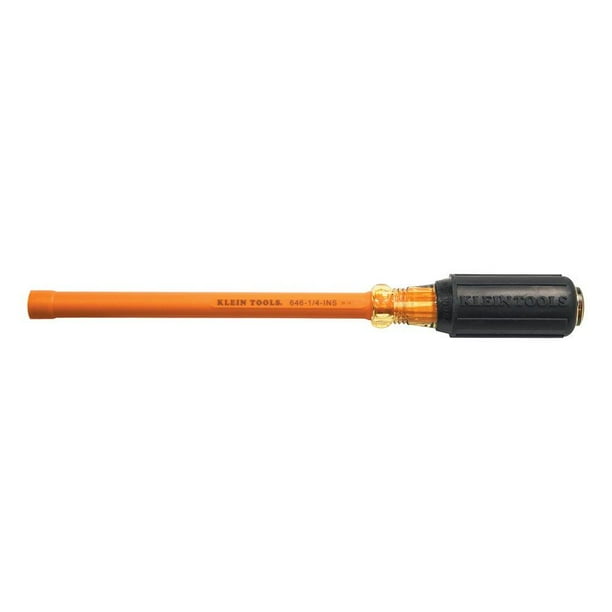 Insulated 1/4Inch Nut Driver with 6Inch Hollow Shaft and Cushion Grip