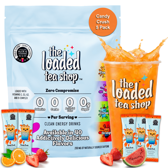 The Loaded Tea Shop Candy Burst Energy Drink Mix Sticks, Sugar Free, 5 Pack