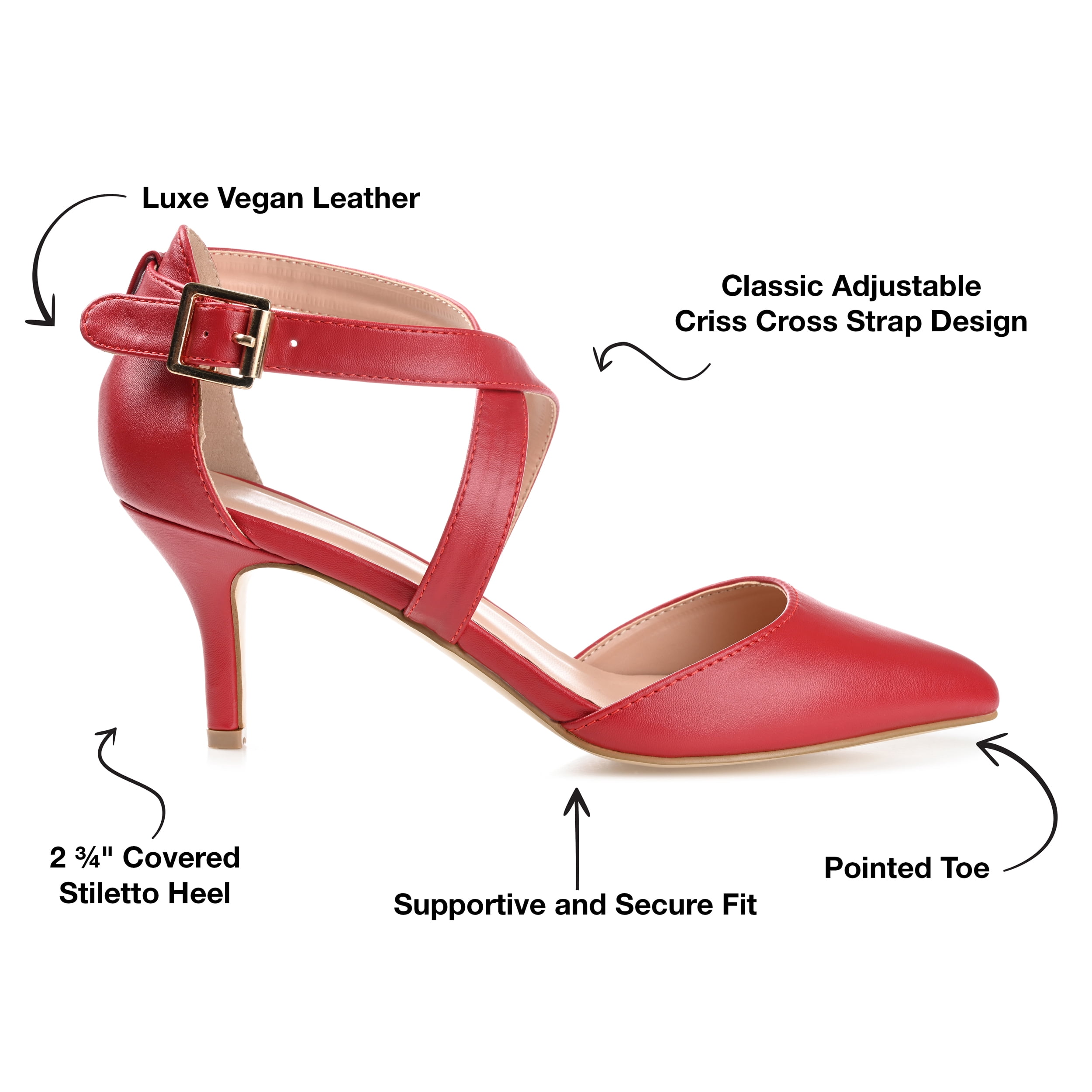 Journee Womens Riva Pointed Toe Mid Heel Pumps, Widths Available