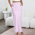 thumbnail image 2 of BUIGTTKLOP Women's Satin Midi Skirt Elastic High Waisted A Line Spring Summer Flowy Silk Long Skirts for Women, 2 of 6