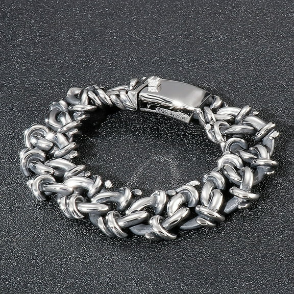 Bracelet Men 16MM 14K White Gold Men's On Hand Bands Chain Bracelets Male Jewellery Iron Mannen Armband