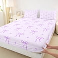 thumbnail image 5 of Erosebridal Lavender Bow Star Full Size Sheets for Girls, Purple Ribbon Bed Sheets for Women, 4pcs, 5 of 6