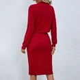 thumbnail image 4 of Women's Solid Color Ribbed Long Sleeve Top And Bodycon Skirt Set Swimsuit Women Suit Skirt Women Wedding Pants Suit Set Womens Swimsuits with Skirt Swim Frocks Women plus Skirt Suits Dress Swimming, 4 of 6